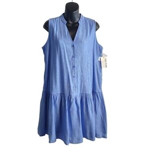Nine West Dress Women's Blue Sleeveless Ruffled Dress Size Small NWT